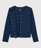 Women's Plain Linen and Cotton Blend Cardigan MEDIEVAL blue