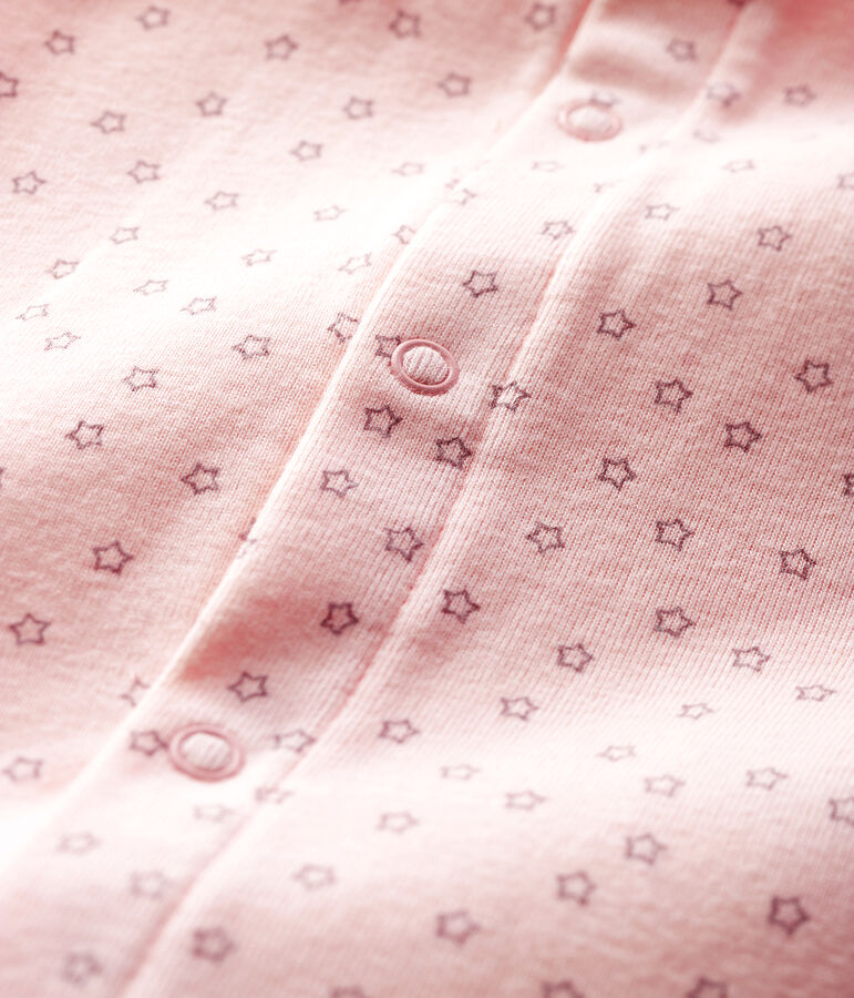 Baby Girls' Pink Starry Footless Ribbed Bodyjama FLEUR pink/CONCRETE grey
