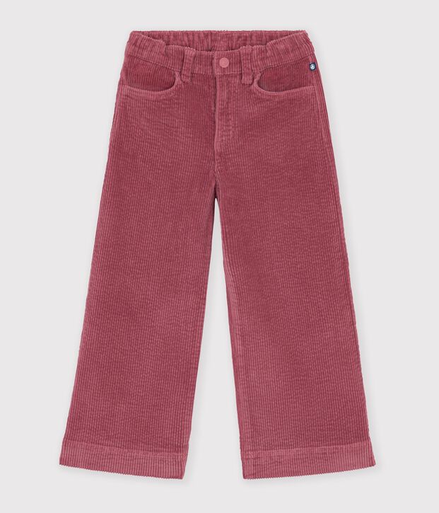 Children's wide-leg corduroy trousers pink