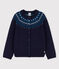Girls' Wool/Cotton Cardigan SMOKING blue/MULTICO white