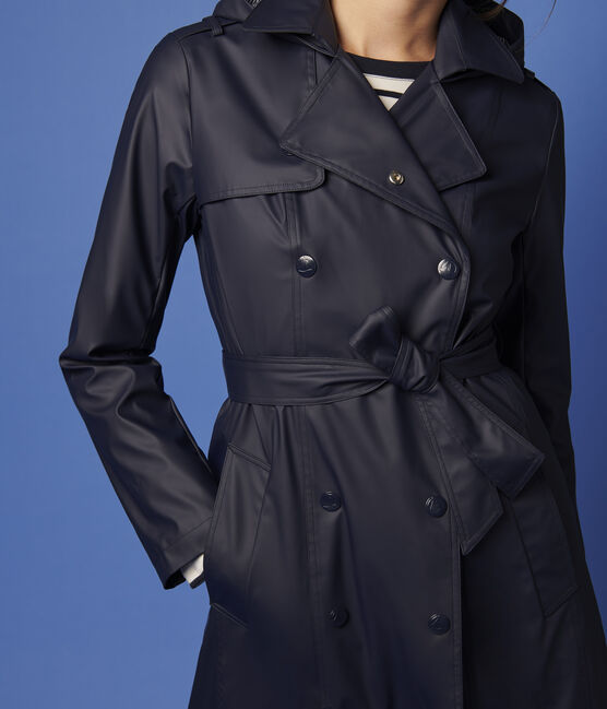 Women S Hooded Trench Coat Smoking, Navy Trench Coat With Hood