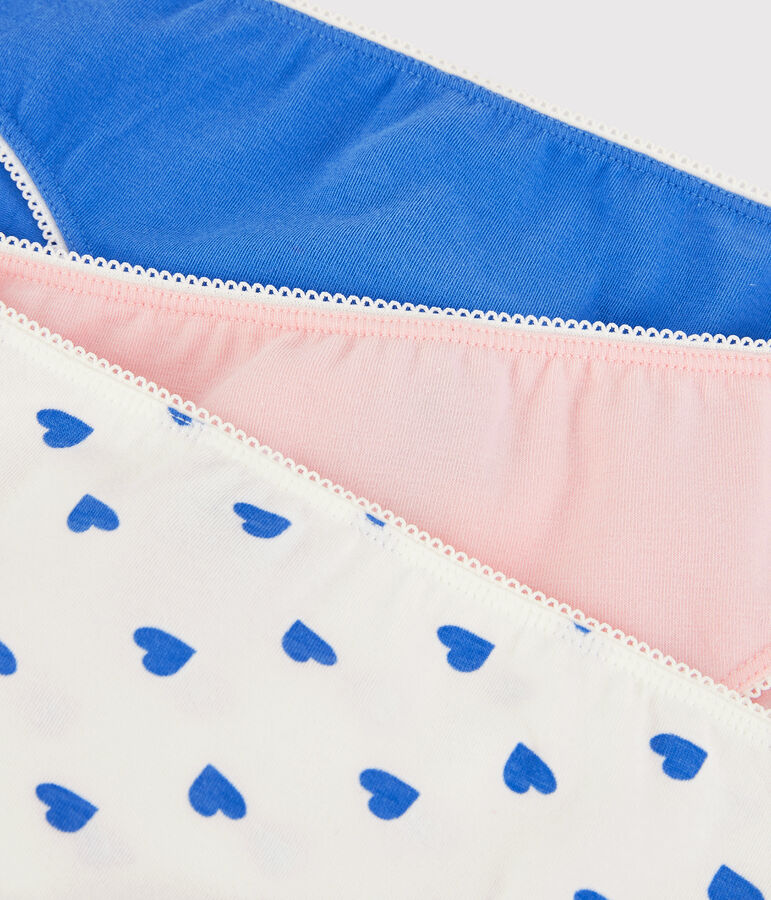 Girls' Heart Patterned Cotton and Elastane Briefs - 3-Pack multicolor