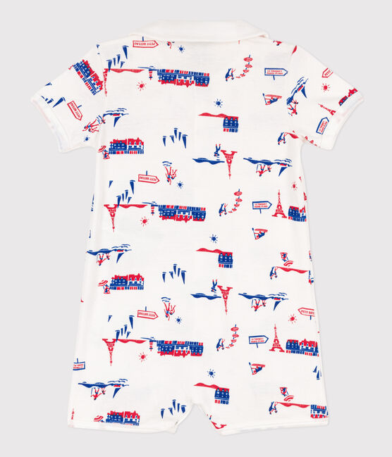 Babies' Paris-Themed Cotton Playsuit MARSHMALLOW white/MULTICO white