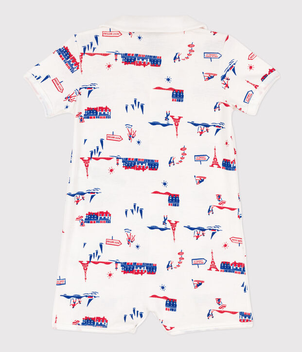 Babies' Paris-Themed Cotton Playsuit white/multicolor
