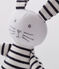 Babies' Stripy Jersey Bunny Comforter MARSHMALLOW white/SMOKING blue