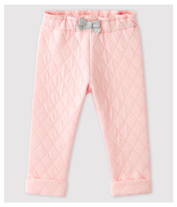 Baby Girls' Quilted Tube-Knit Trousers pink