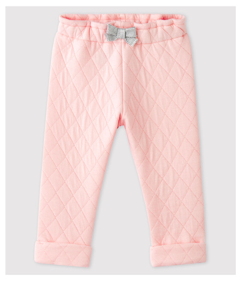 Baby Girls' Quilted Tube-Knit Trousers pink