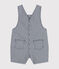 Babies' Short Canvas Dungarees MEDIEVAL blue/MARSHMALLOW white