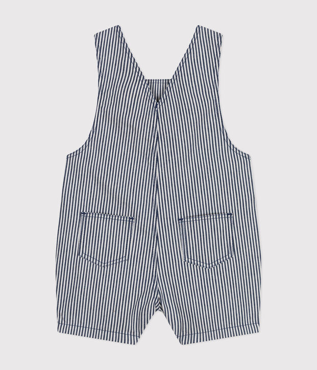 Babies' Short Canvas Dungarees blue/white