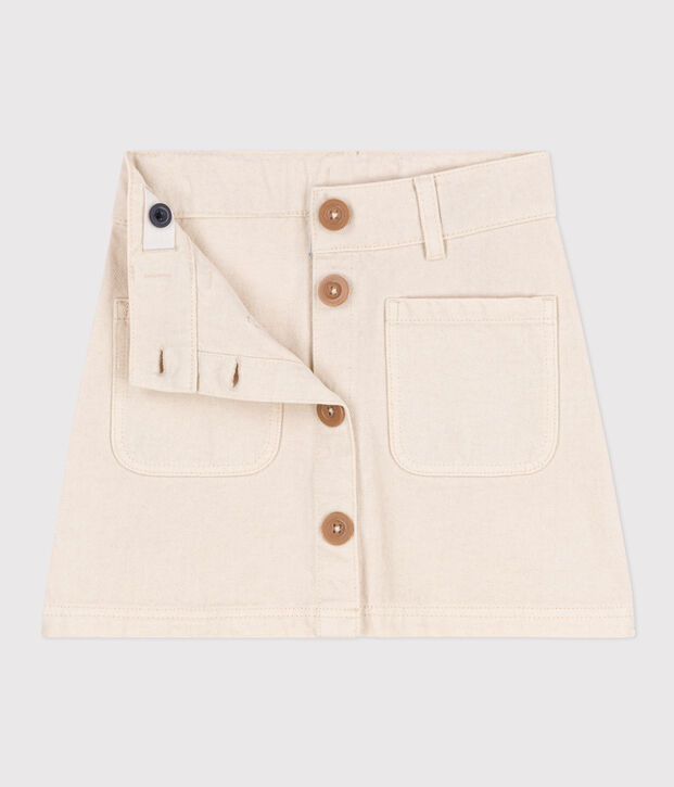 Girls' Denim Skirt Ecru