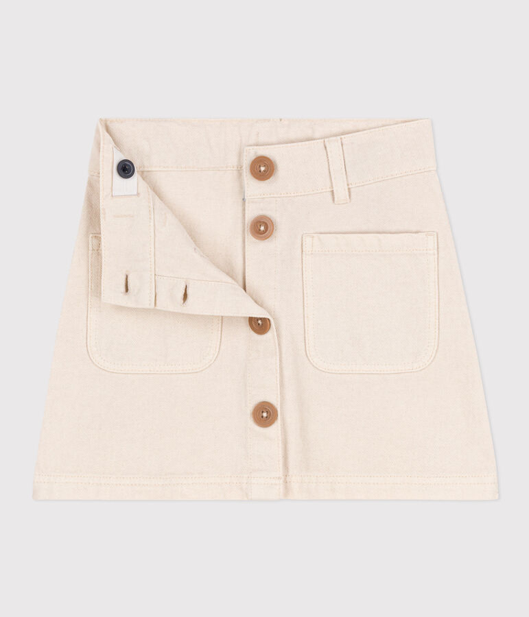 Girls' Denim Skirt Ecru