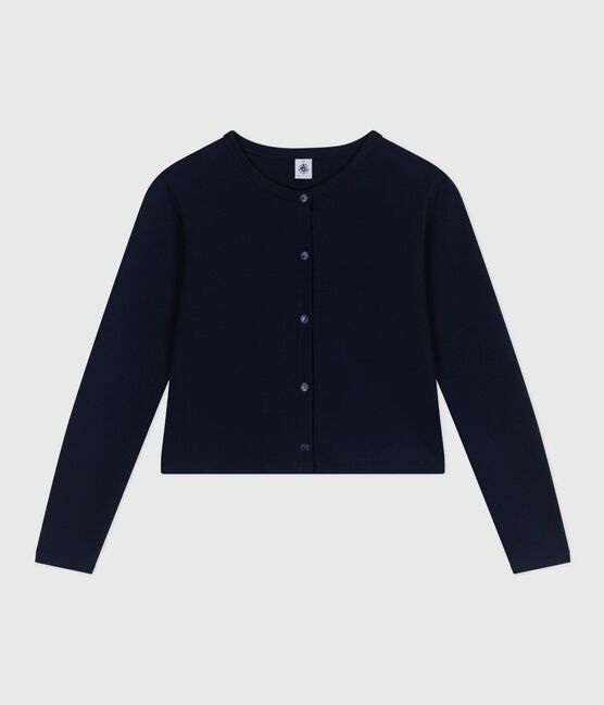 Women's plain cotton cardigan SMOKING blue