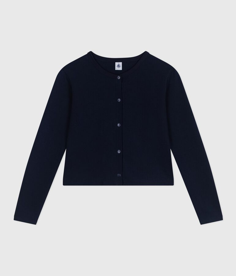 Women's plain cotton cardigan blue