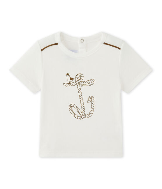 Baby boy's short-sleeved T-shirt MARSHMALLOW white
