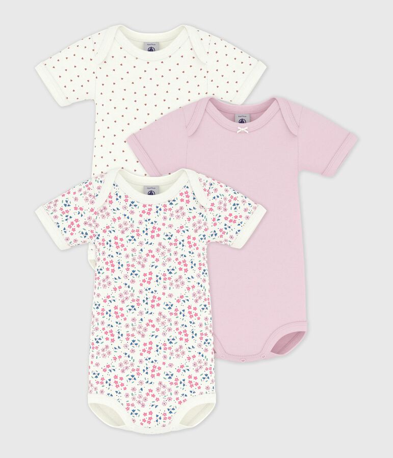 Pack of babies' short-sleeved floral print cotton bodies variante 1