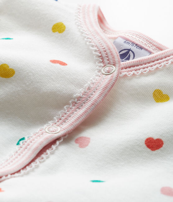 Baby Girls' Footless Ribbed Sleepsuit MARSHMALLOW white/MULTICO CN