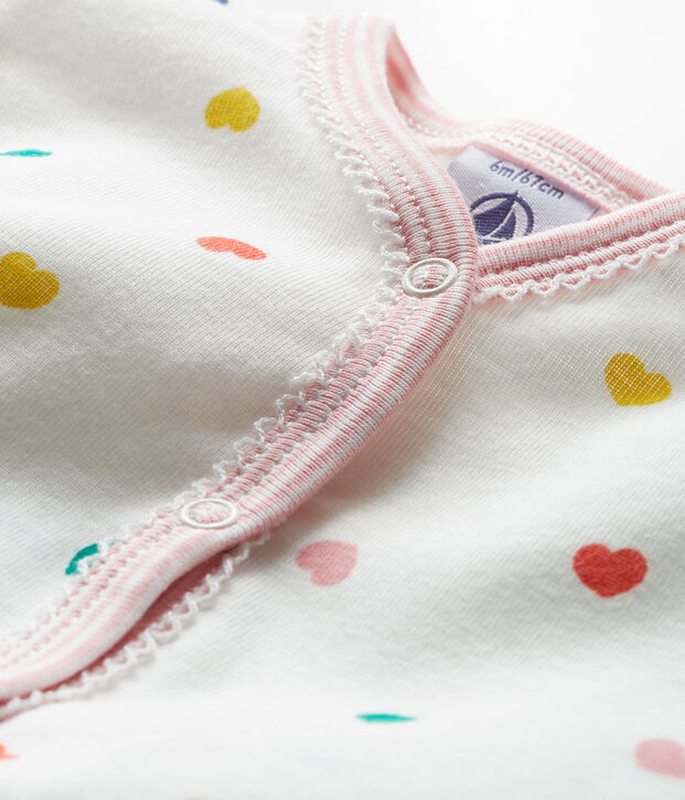 Baby Girls' Footless Ribbed Sleepsuit white/multicolor