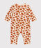 Babies' Footless Cotton Giraffe Pattern Pyjamas AVALANCHE white/ECUREUIL