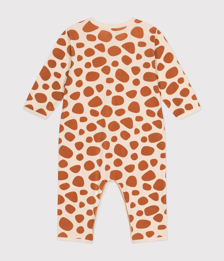 Babies' Footless Cotton Giraffe Pattern Pyjamas Ecru/brown