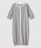 Babies' Stripy Organic Cotton Jumpsuit/Sleeping Bag MARSHMALLOW white/SMOKING blue