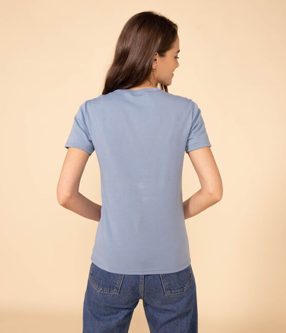 Women's Iconic Cotton Round Neck T-Shirt AZUL blue