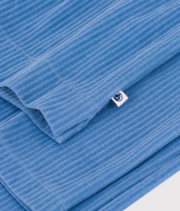 Women's plain ribbed velour pyjamas blue