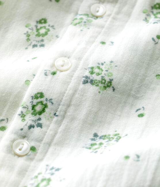 Babies' Organic Cotton Gauze Floral Print Long Playsuit MARSHMALLOW white/MULTICO white