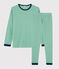 Unisex Pinstriped Ribbed Pyjamas PRADO green/MARSHMALLOW white