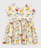 Girls' Short-Sleeved Poplin Dress AVALANCHE white/MULTICO