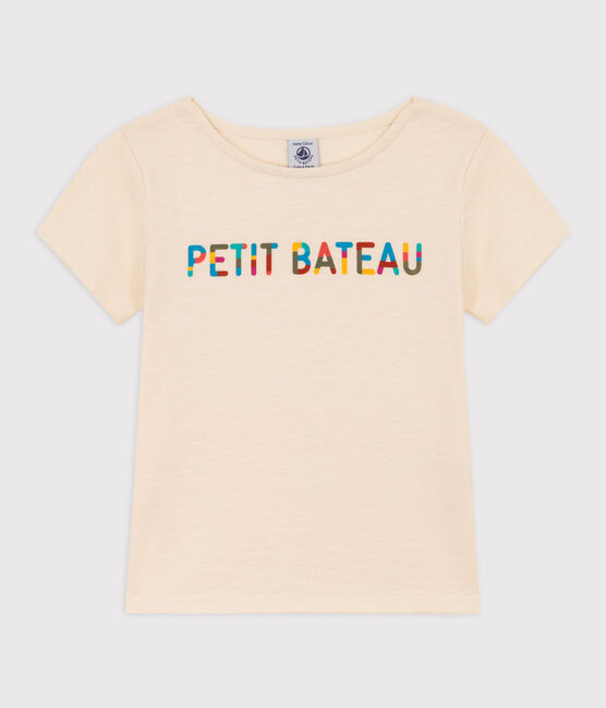 Girls' Printed Cotton T-Shirt AVALANCHE Ecru