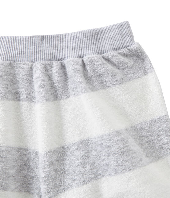 Boy's two-fabric shortie pyjamas POUSSIERE grey/LAIT white