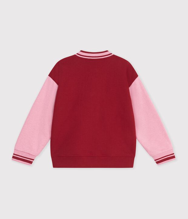 Children's varsity-style jacket in colourblock cotton red