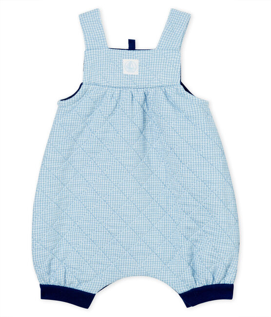 Babies' Quilted Tube-Knit Dungaree Shorts ACIER blue/MARSHMALLOW white
