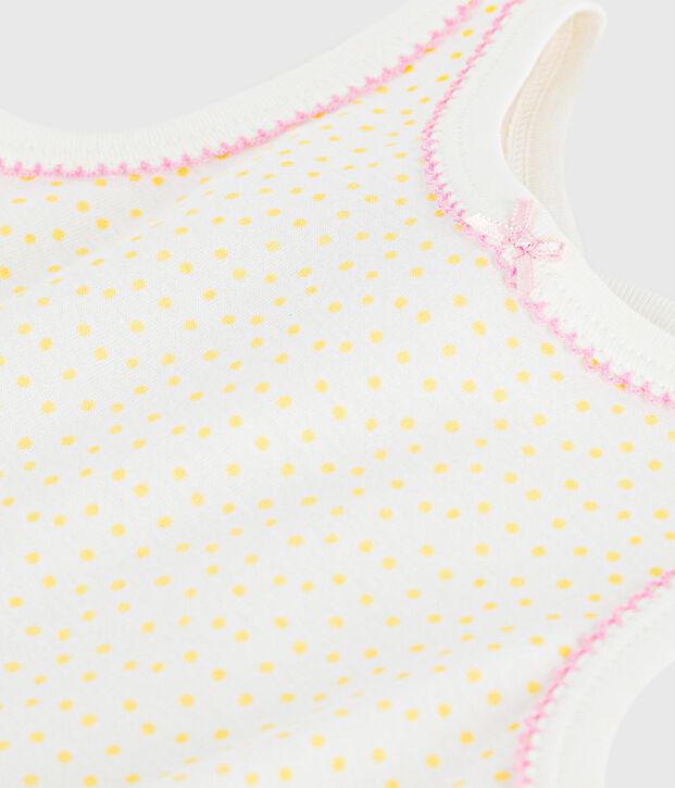 Babies' sleeveless short cotton jumpsuit yellow/yellow