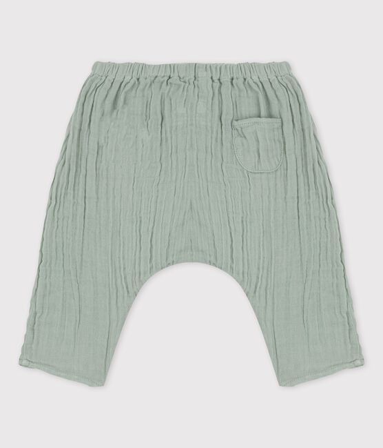 Babies' Plain Organic Cotton Gauze Harem Pants HERBIER green