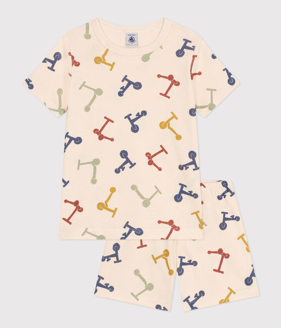 Children's Short Cotton Scooter Print Pyjamas AVALANCHE white/MULTICO