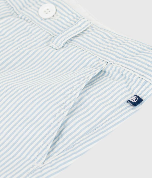 Children's stripy cotton Bermuda shorts blue/blue
