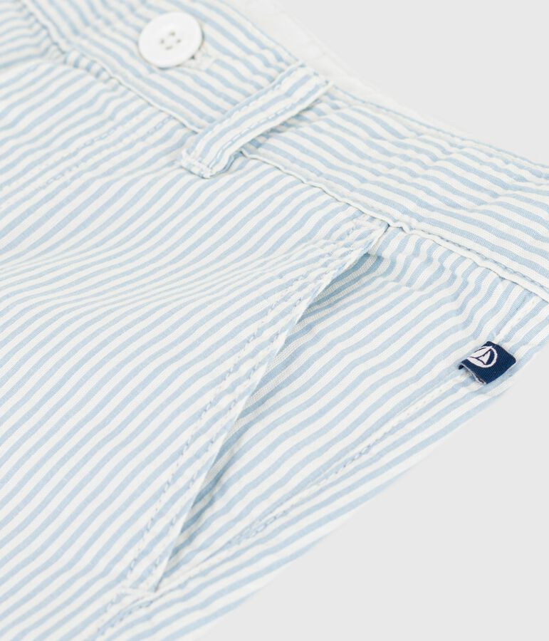 Children's stripy cotton Bermuda shorts white/blue