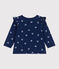 Babies' long sleeved floral print cotton blouse MEDIEVAL blue/MULTICO white