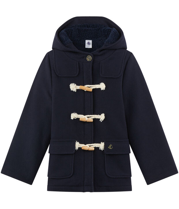 Girl's duffel coat in wool broadcloth blue
