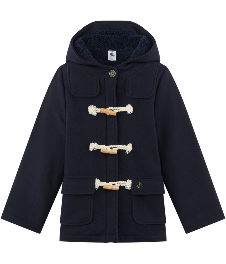 Girl's duffel coat in wool broadcloth SMOKING blue