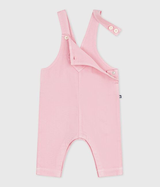 Babies' long-leg dungarees in plain cotton MARQUISE pink