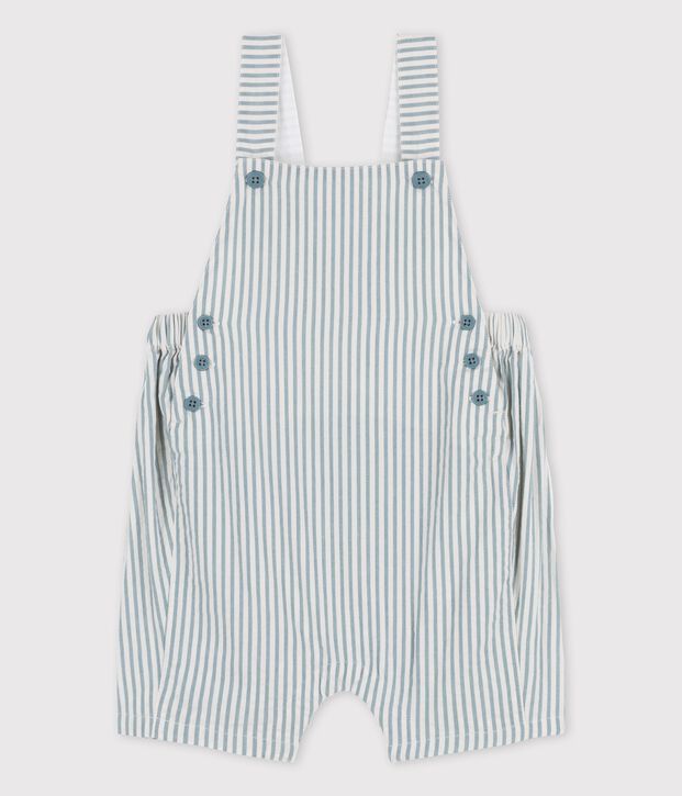 Babies' Seersucker Dungaree Shorts green/white