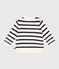 Babies' Cotton/Wool Breton Striped Pullover MARSHMALLOW white/SMOKING blue