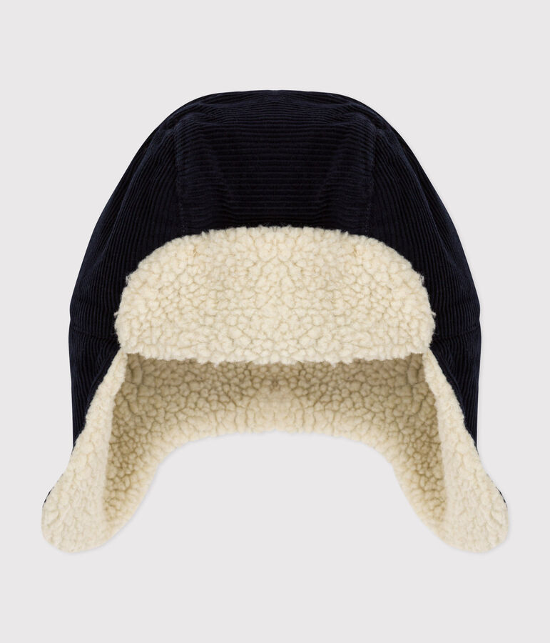 Children's corduroy and sherpa chapka blue