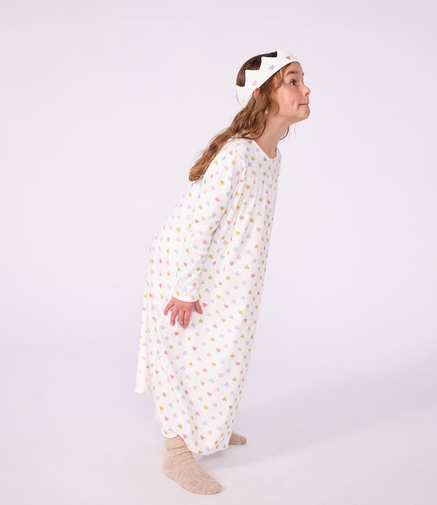 Children's princess fancy dress nightdress and tiara in cotton white/multicolor