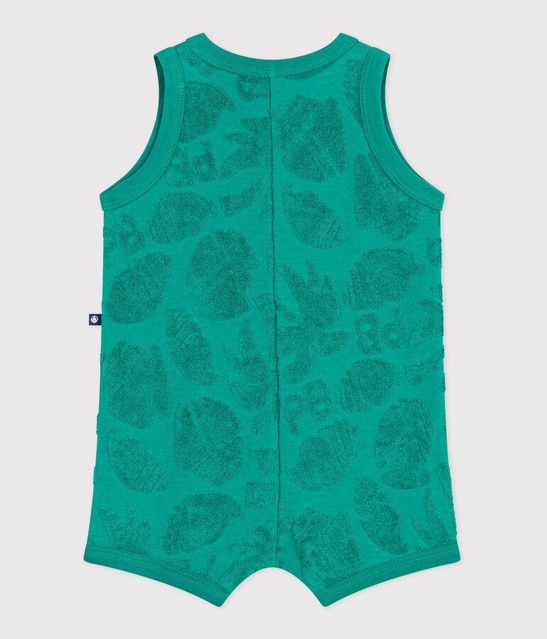 Babies' short jumpsuit in palm tree pattern cotton green