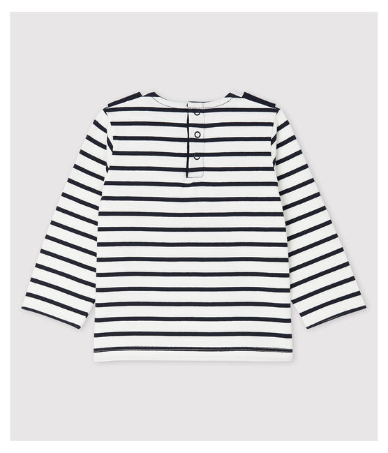 Baby Girls' Creative Jersey Breton Top MARSHMALLOW white/SMOKING blue