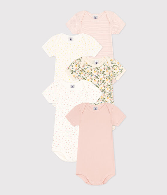 Babies' Short-Sleeved Floral Cotton Bodysuits - 5-Pack variante 1