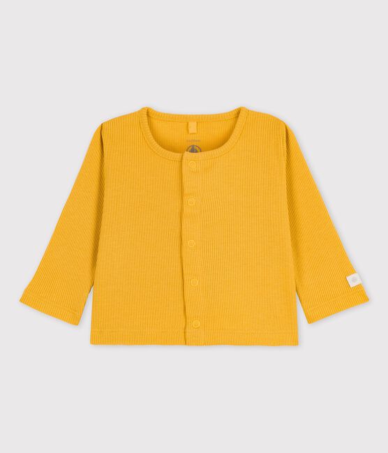 Babies' Cotton and Lyocell Cardigan OCRE yellow